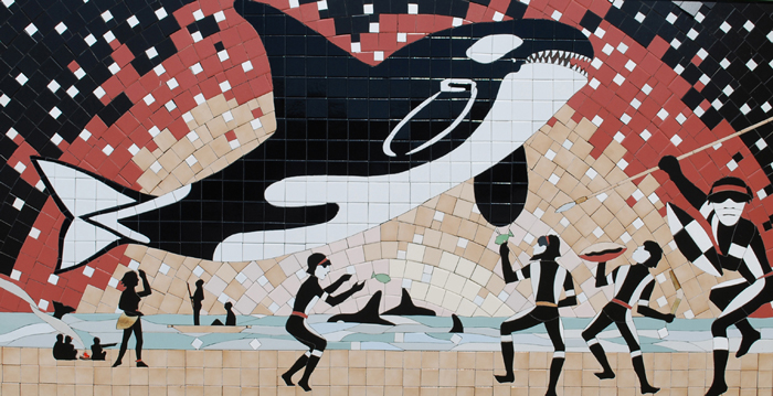 Aborigines Hunting Killer Whale Mural at Killer Whale Museum Eden
