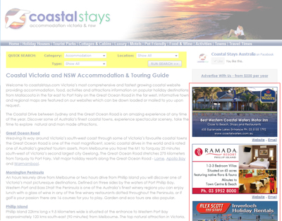 Pictorial Display Ad: Coastal Stays